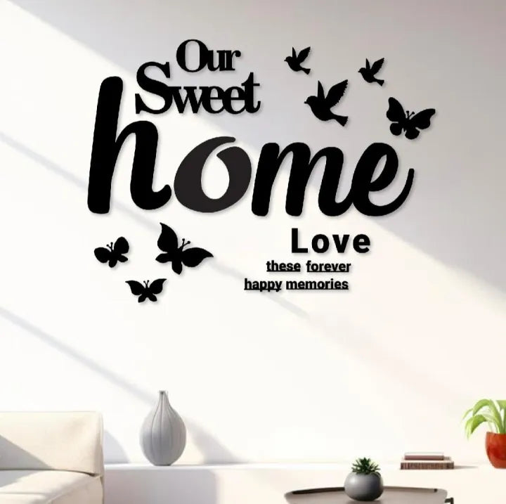 Lifestyle Glory Brand Butterflies and Sweet Home 3D Wooden Wall Clock I Wooden Wall Clock I Wall Clocks I Wall Clock For Bedroom I Wall Clock for Room I Wooden Wall Clock I Wooden Clock I Clocks I Clock