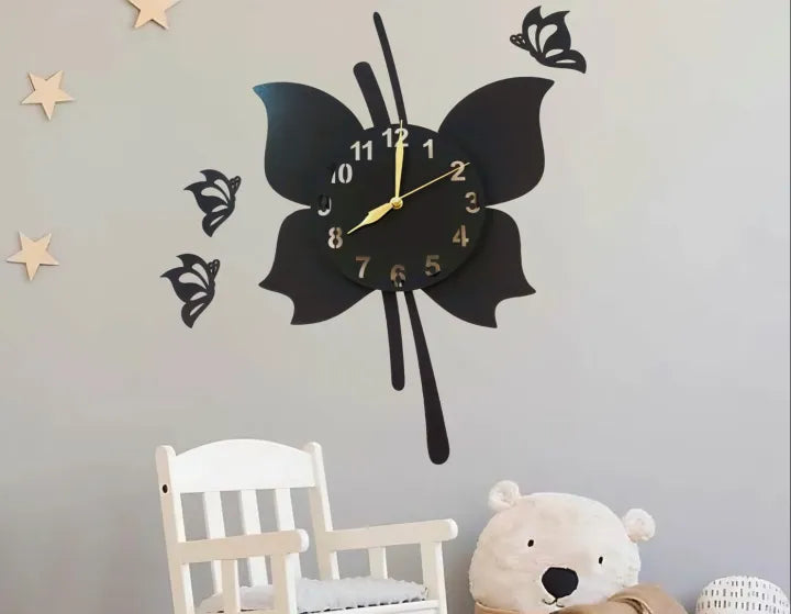 Lifestyle Glory Brand Butterflies and Sweet Home 3D Wooden Wall Clock I Wooden Wall Clock I Wall Clocks I Wall Clock For Bedroom I Wall Clock for Room I Wooden Wall Clock I Wooden Clock I Clocks I Clock