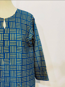 2 PCs women stitched linen printed suit