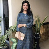 2 PCs women stitched linen printed suit