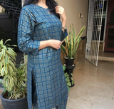 2 PCs women stitched linen printed suit