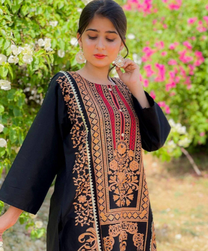 2 PCs women stitched embroidered cotton suit