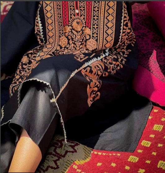 2 PCs women stitched embroidered cotton suit