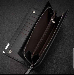 Men's leather plain bifold wallet