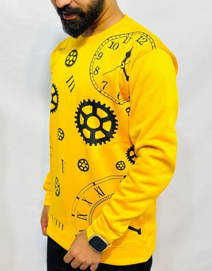 1 PCs men stitched fleece printed hodi