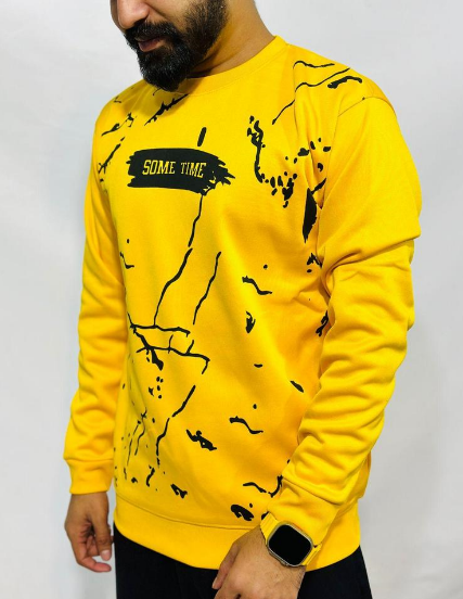 1 PCs men's stitched fleece printed sweat shirt