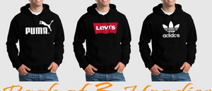 Men's stitched fleece printed hoodie pack of 3