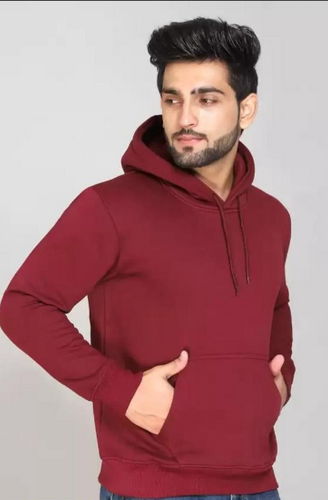 1 PC men's stitched fleece plain hoodie