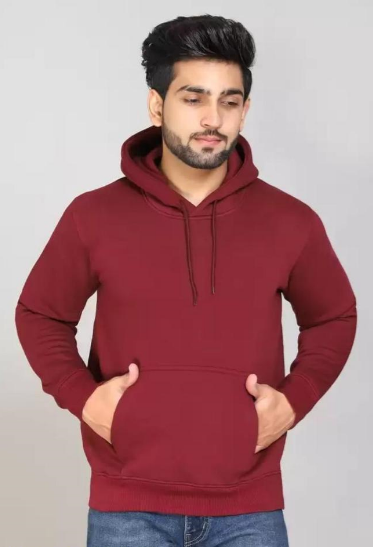 1 PC men's stitched fleece plain hoodie