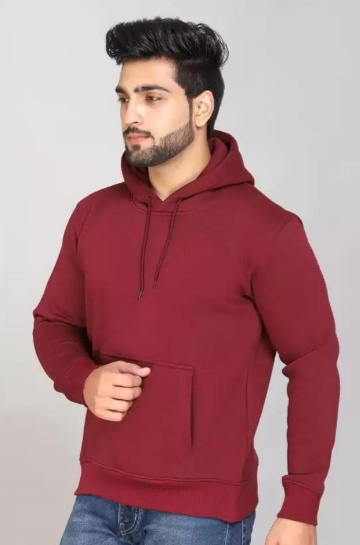 1 PC men's stitched fleece plain hoodie