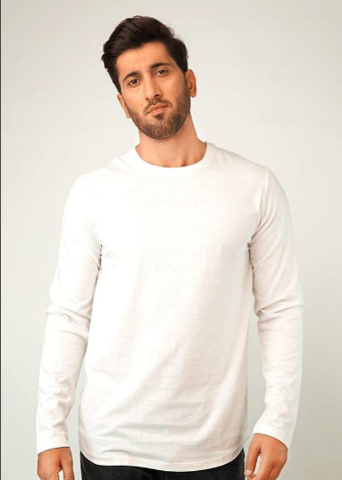 1 PC men's stitched jersey plain  T shirt, white