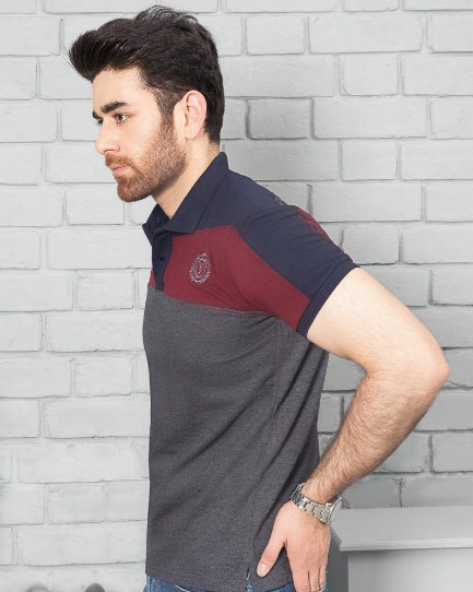 Men's stitched pique polo shirt