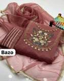 2 Pcs women's unstitched organza embroidered suit
