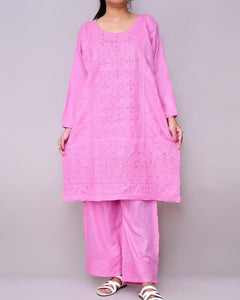 2 Pcs women's stitched linen embroidered suit
