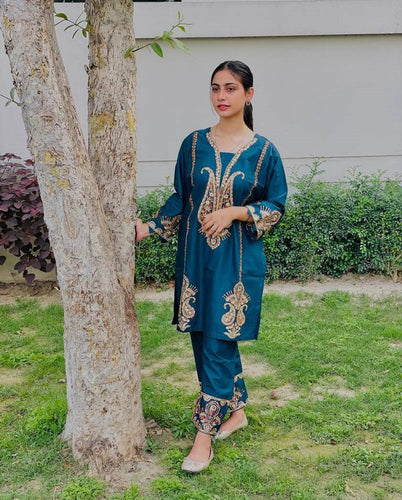 2 PCs cotton embroidered suit