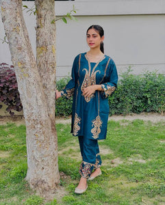 2 PCs cotton embroidered suit