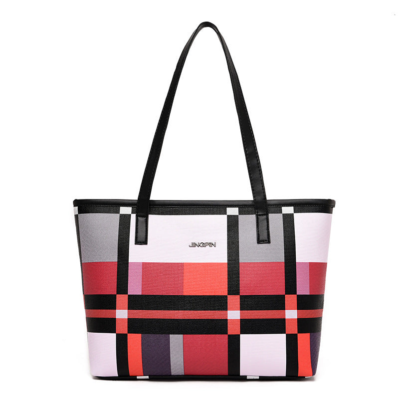 2025 new tote bag Korean check large capacity shoulder messenger bag retro fashion handbag