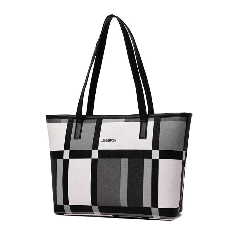 2025 new tote bag Korean check large capacity shoulder messenger bag retro fashion handbag