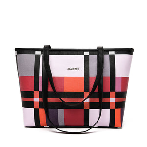 2025 new tote bag Korean check large capacity shoulder messenger bag retro fashion handbag