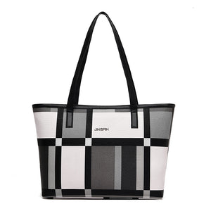 2025 new tote bag Korean check large capacity shoulder messenger bag retro fashion handbag