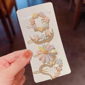 Flower Design Gold Plated Artificial Stones Hair Pin
