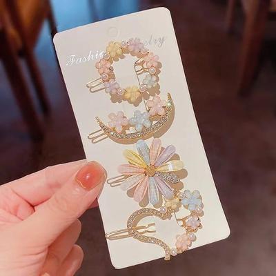 Flower Design Gold Plated Artificial Stones Hair Pin